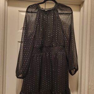 Old Navy Waist-Defined Metallic Swiss Dot Smocked Mini Dress